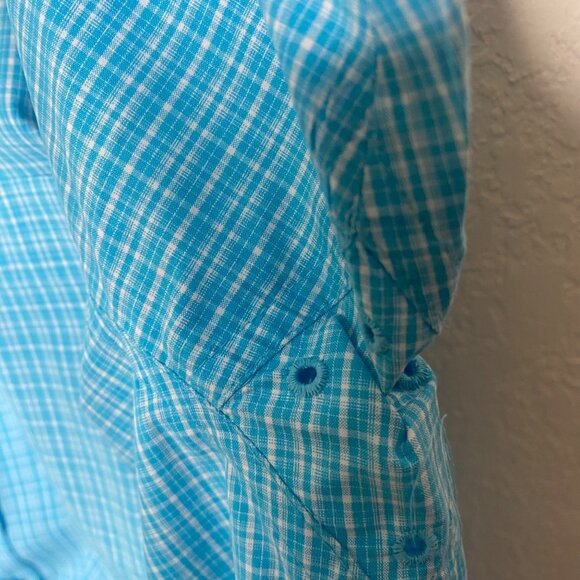 Ariat Pro Series Button Down Mens Size L Blue Plaid Vented Short Sleeve Western - Picture 5 of 9